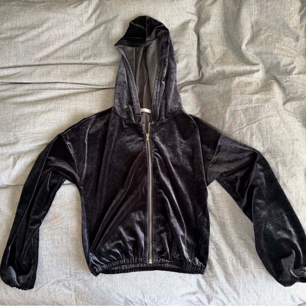 Women's Black Velvet Hoodie